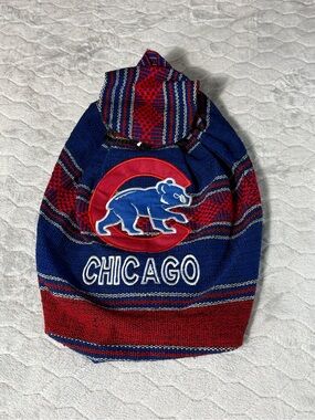 Handmade Chicago Cubs Woven Drawstring Backpack Cinch Bag‎ NWOT